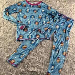 Frozen Pajamas Youth Small Blue Pink Anna Olaf Snowflake Disney Cuddl Duds PJs
